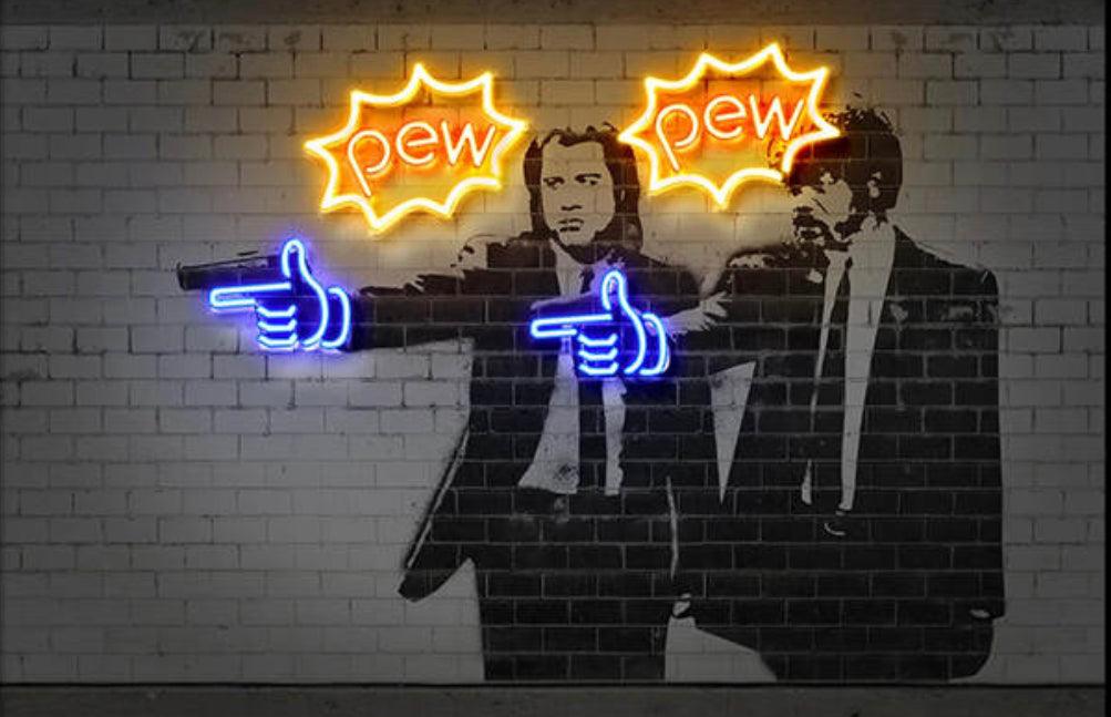 Pulp Fiction Neon Effect Movie Wall Art Poster - Aesthetic Wall Decor