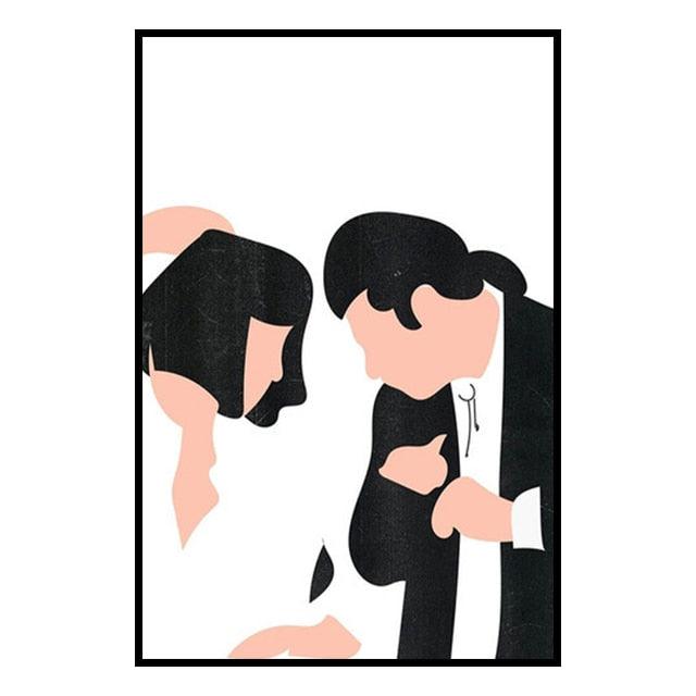 Pulp Fiction Vincent Mia Dancing Minimalist Movie Poster - Aesthetic Wall Decor