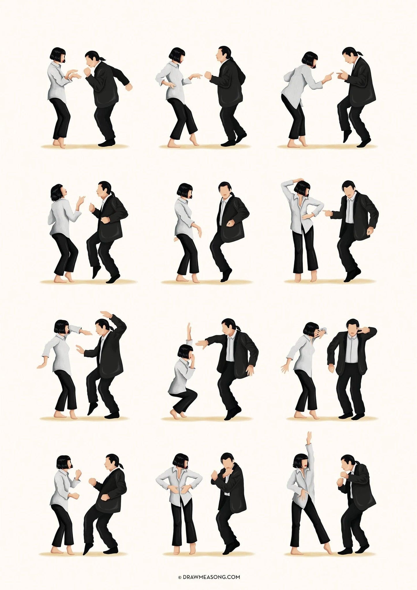 Pulp Fiction Vincent Vega Mia Wallace Minimalist Movie Poster - Aesthetic Wall Decor