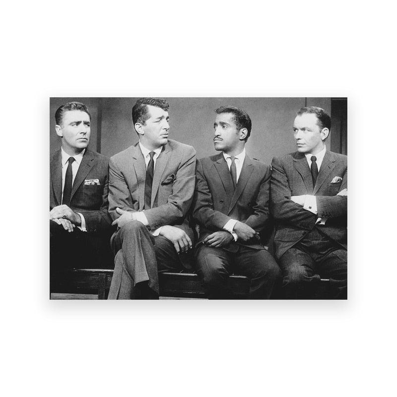Rat Pack Sinatra Martin Davis Jr. Lawford Wall Art Black and White Vintage Poster - Aesthetic Wall Decor