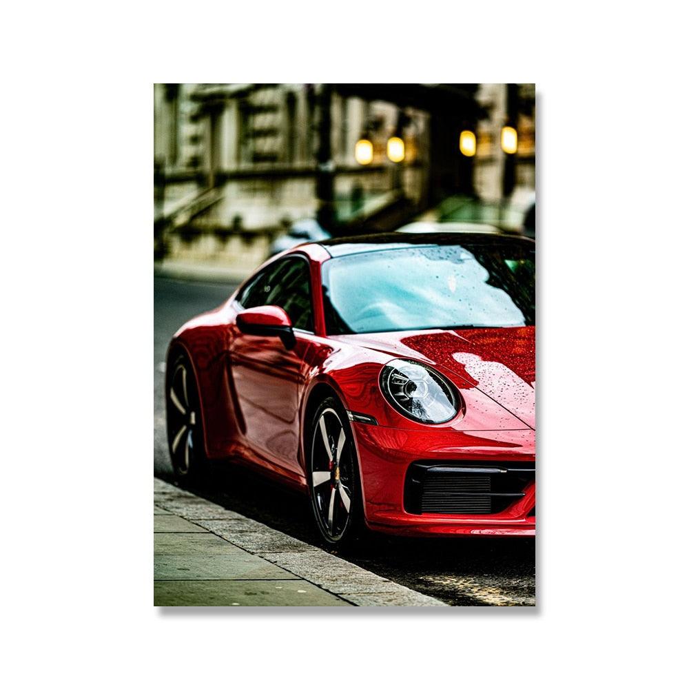 Red Porsche Sports Car Poster – Aesthetic Wall Decor