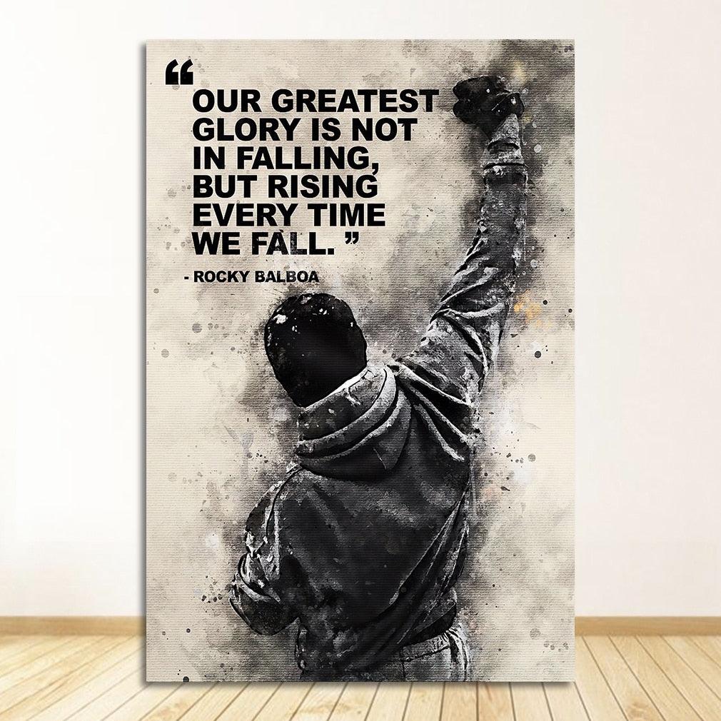 Rising Everytime We Fall Rocky Motivational Quote Poster - Aesthetic Wall Decor