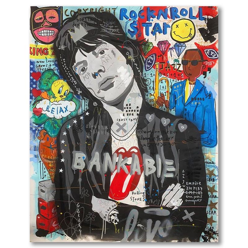Rolling Stones Mick Jagger Pop Art Graffiti Wall Art Poster - Aesthetic Wall Decor