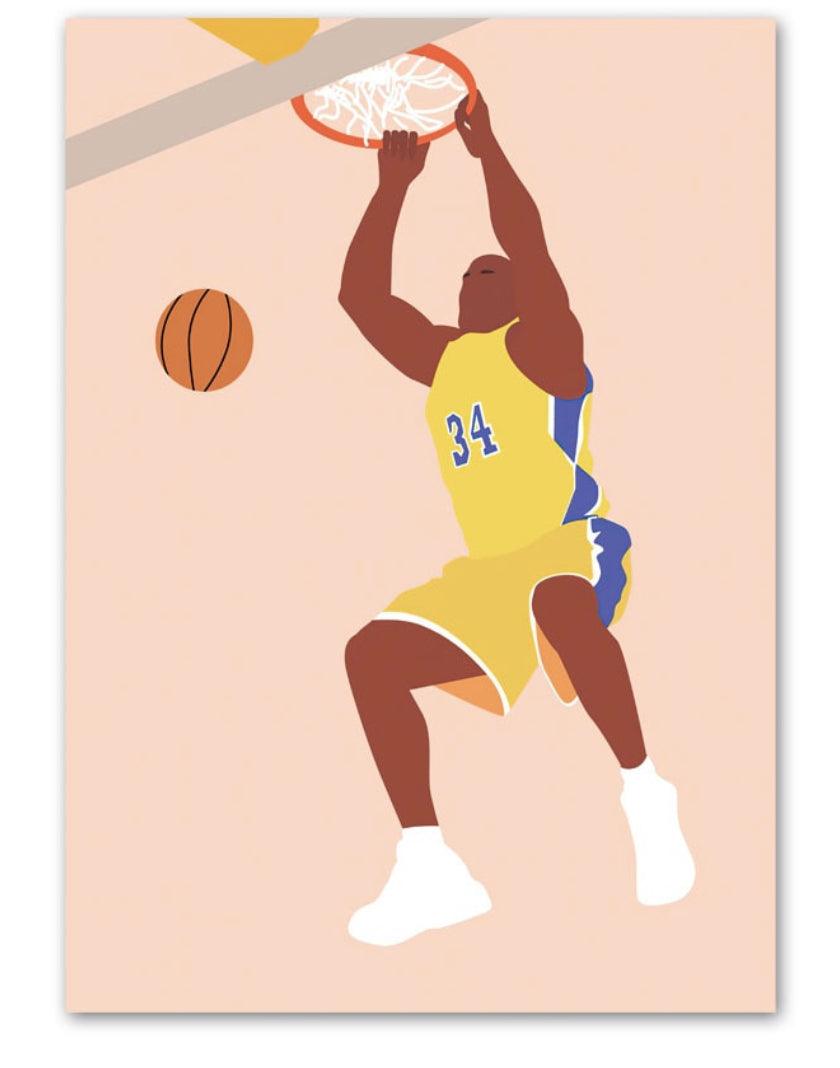 Shaq NBA Legend Dunk Faceless Minimalist NBA Wall Art Poster