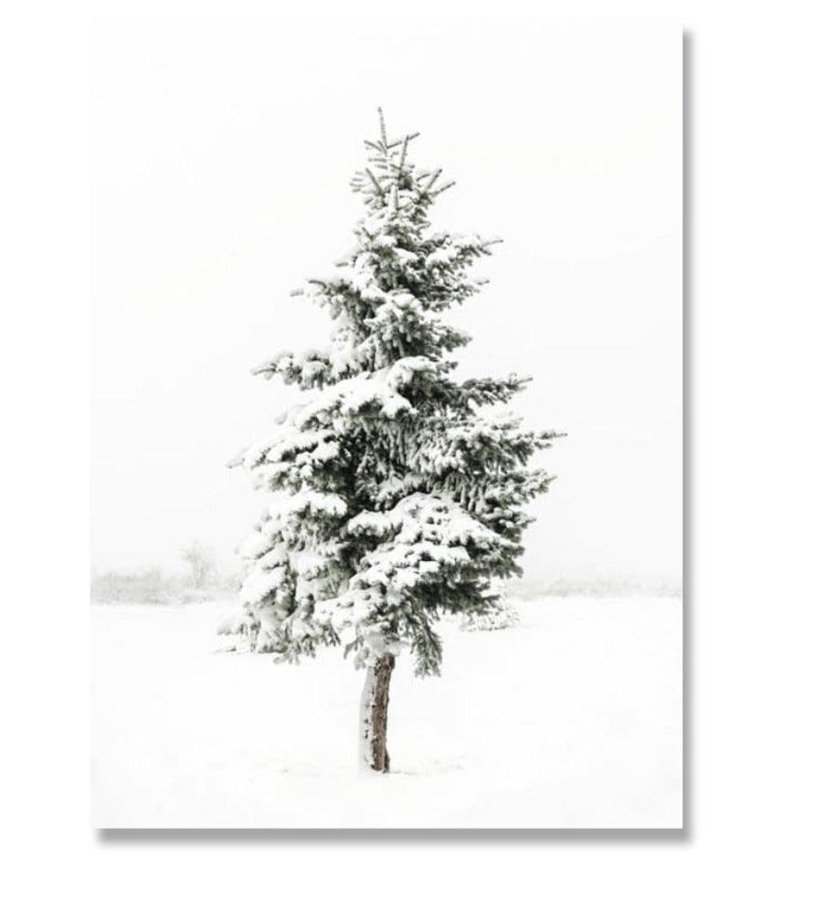 Snowy Pine Tree Landscape Wall Art Print Poster - Aesthetic Wall Decor