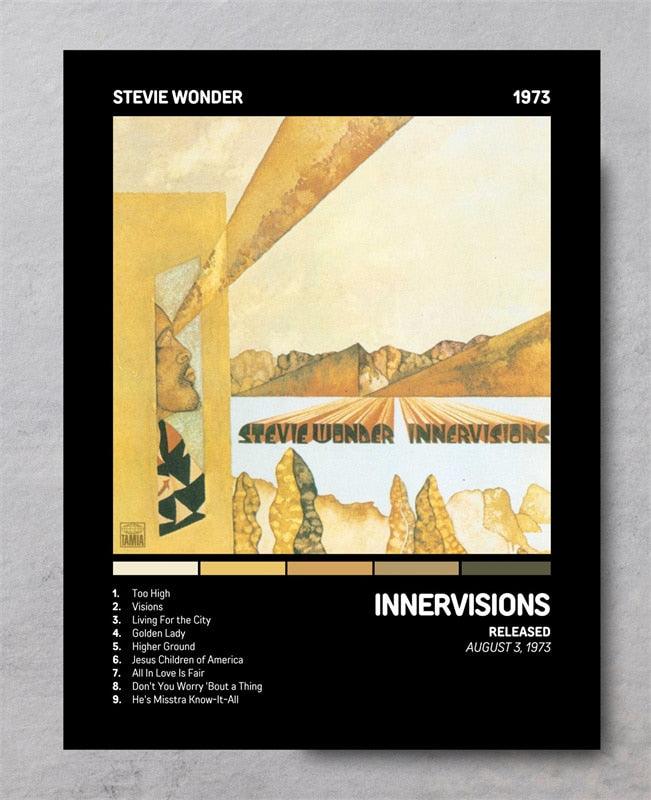 Stevie Wonder Blues Innervisions Vintage Music Album Cover Wall Art Poster - Aesthetic Wall Decor