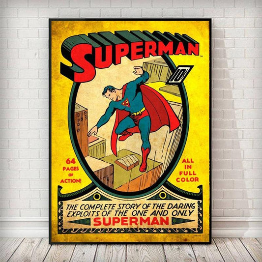 Superman Vintage Comic Book Wall Art Poster - Aesthetic Wall Decor