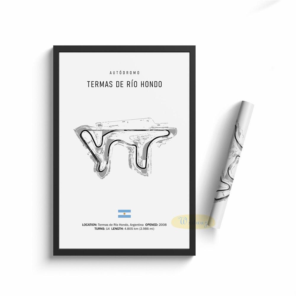 Termas De Rio Hondo Minimalist Formula 1 Track Motorsport Wall Art Poster - Aesthetic Wall Decor