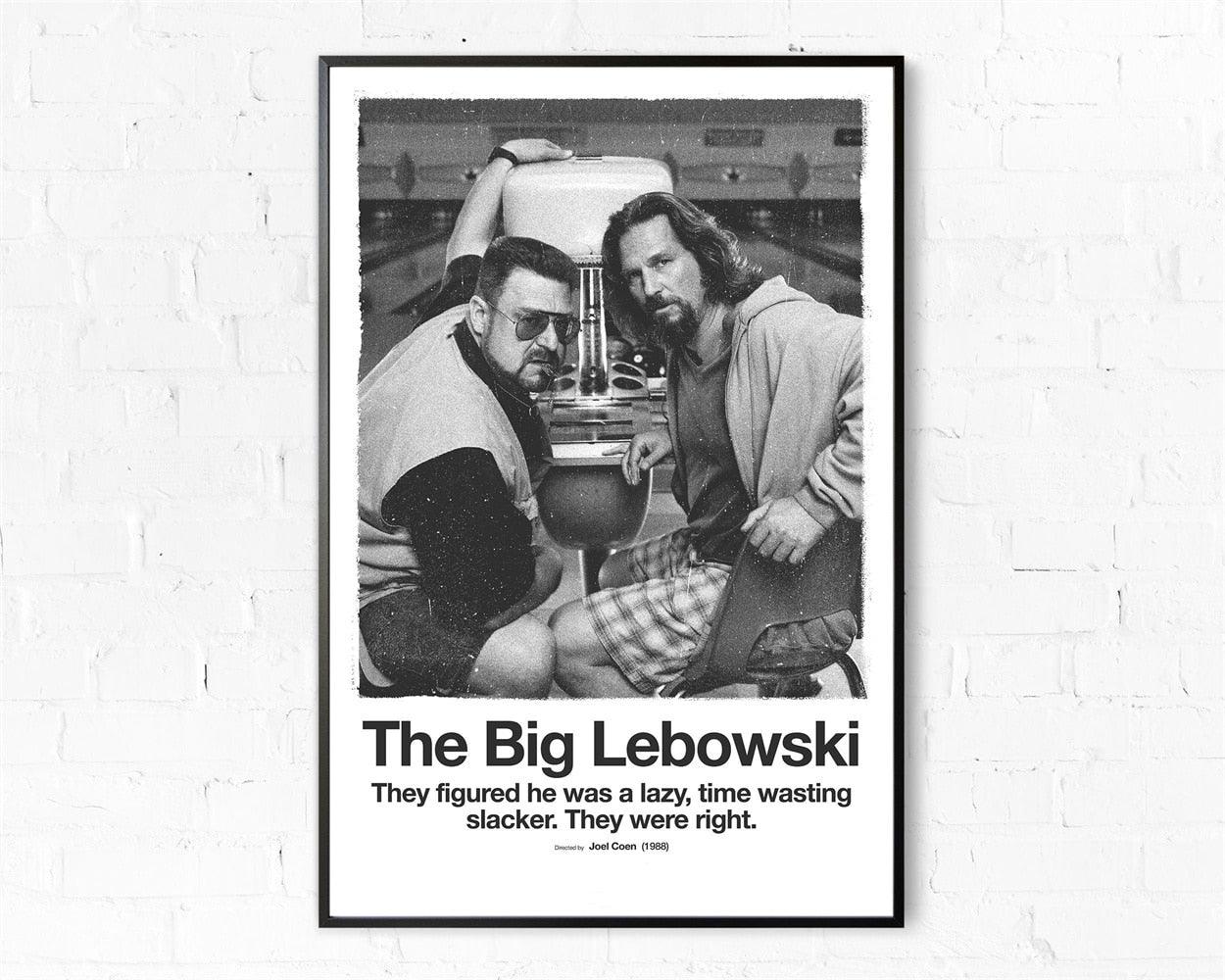 The Big Lebowski Black and White Minimalist Movie Poster - Aesthetic Wall Decor