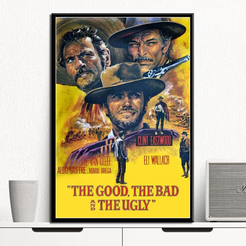 The Good The Bad And The Ugly Clint Eastwood Vintage Western Movie Poster - Aesthetic Wall Decor