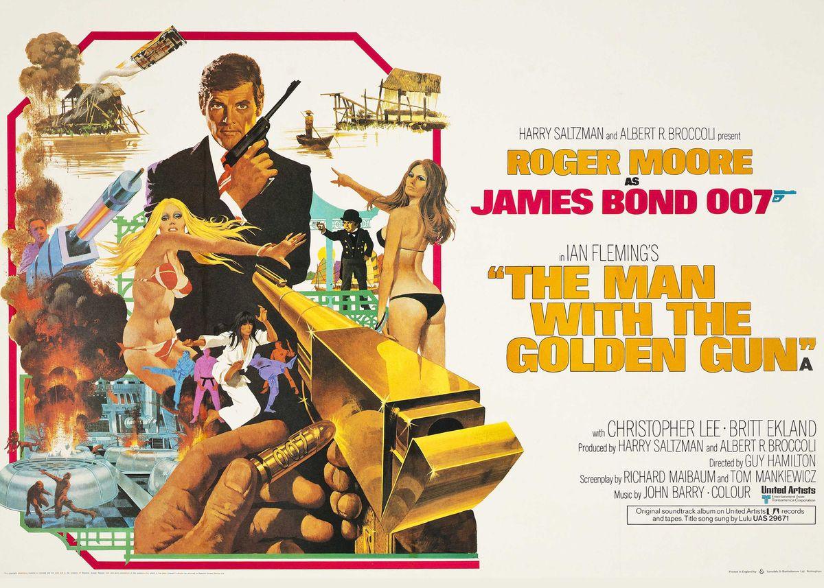 The Man With A Golden Gun Poster, Roger Moore James Bond Movie Poster - Aesthetic Wall Decor