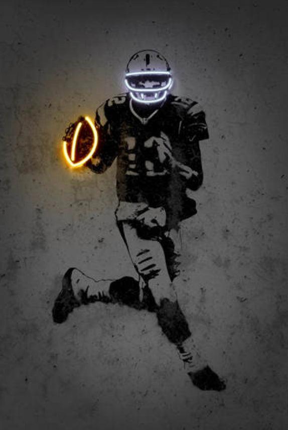 Tom Brady NFL Wall Art Neon Effect Sports Poster - Aesthetic Wall Decor