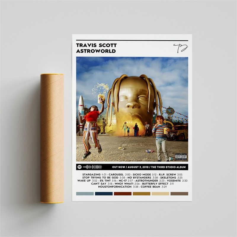 Travis Scott Autograph Rap Album Cover Polaroid Music Wall Art