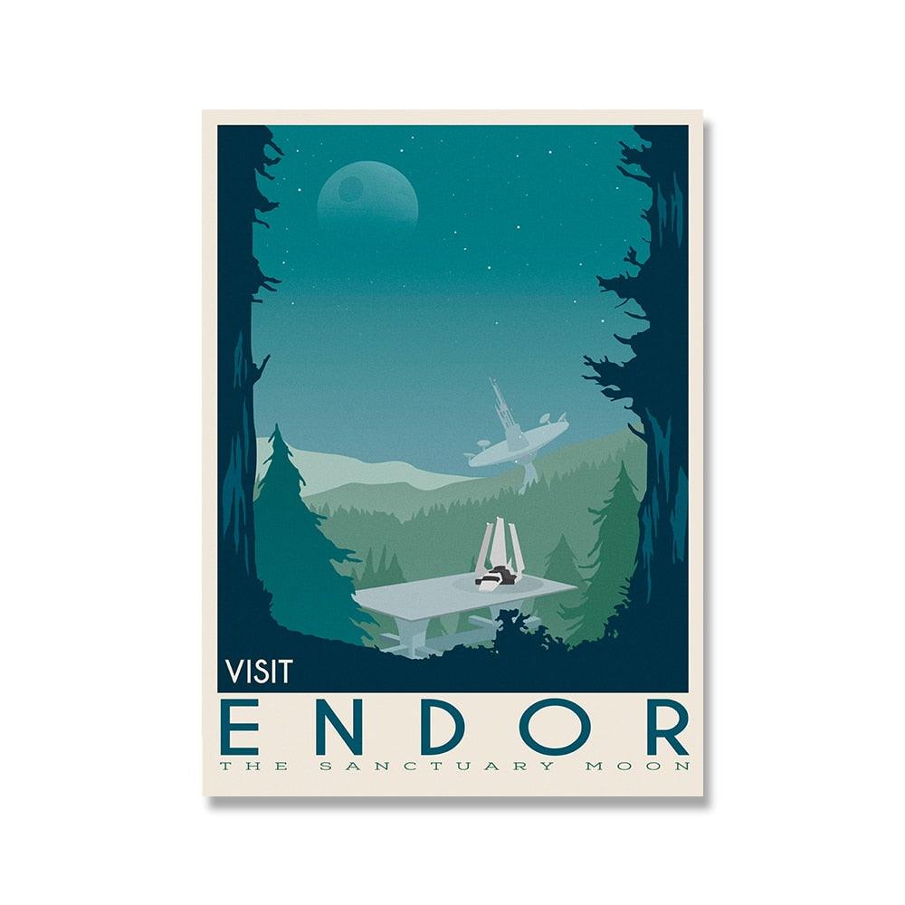 Visit Endor The Sanctuary Moon Star Wars Travel Destination Poster - Aesthetic Wall Decor