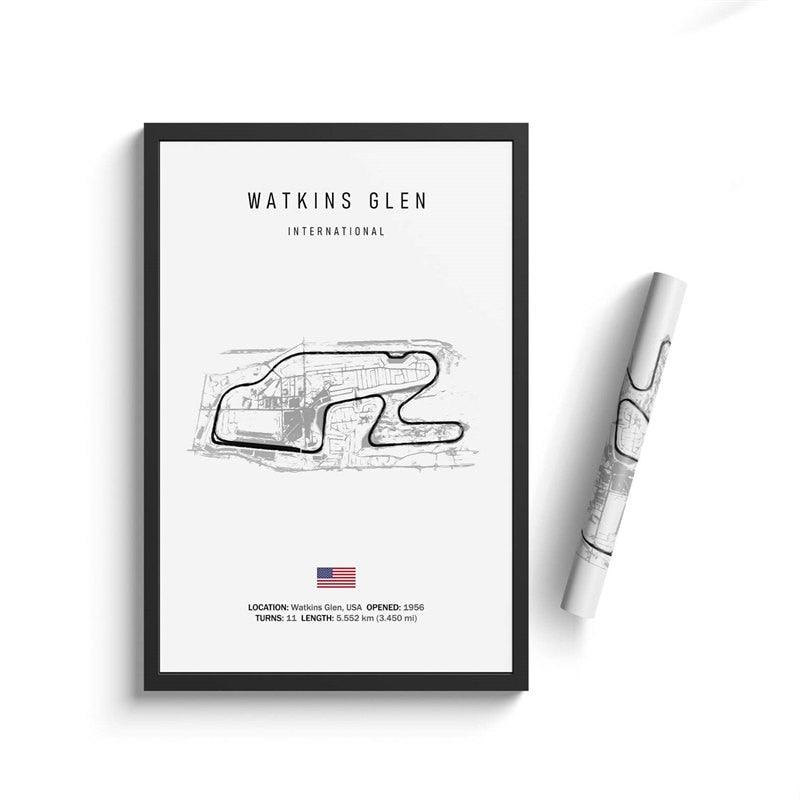 Watkins Glen Formula 1 Track Minimalist Motorsport Wall Art Poster - Aesthetic Wall Decor