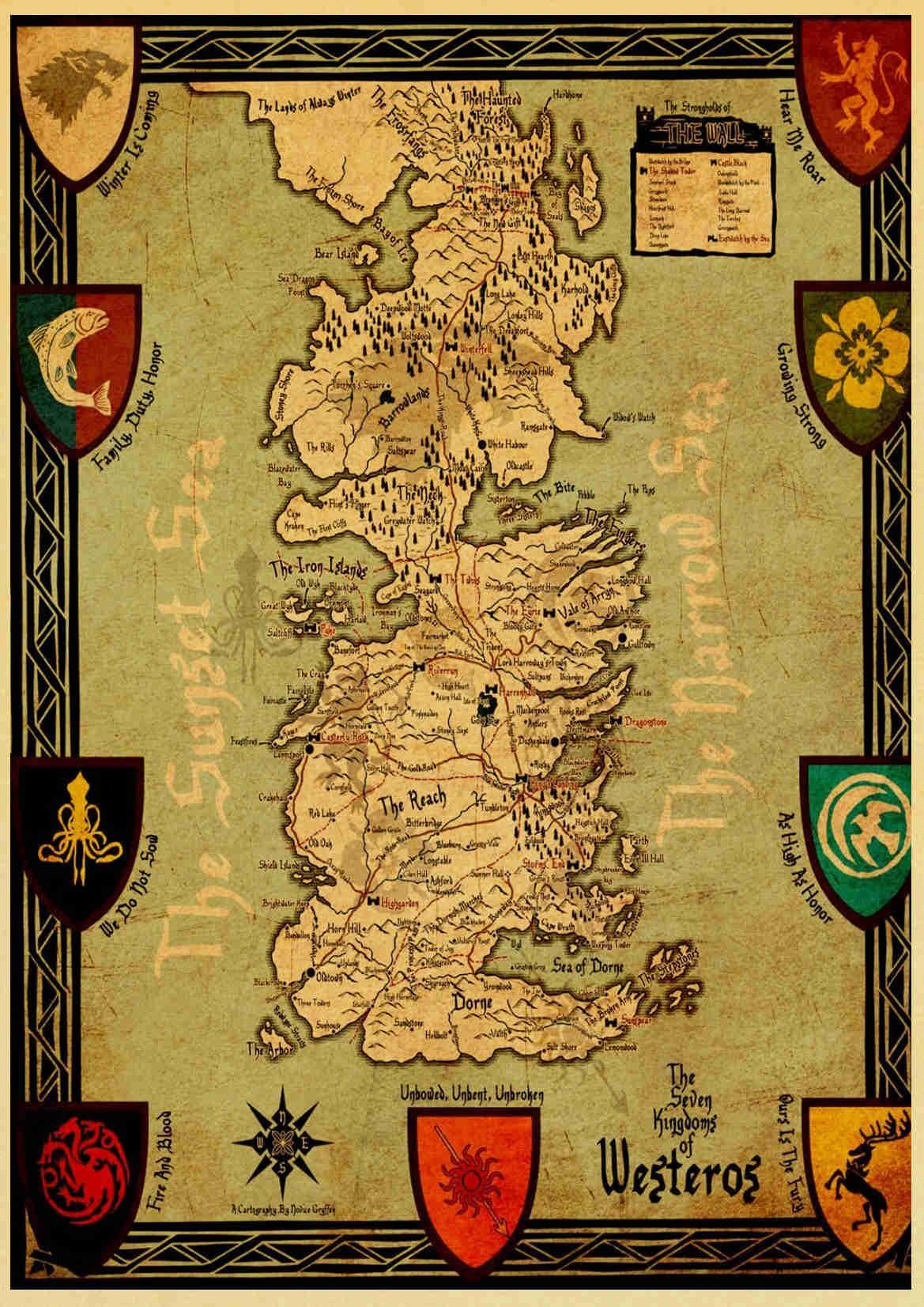 Westeros Game of Thrones Map Poster1
