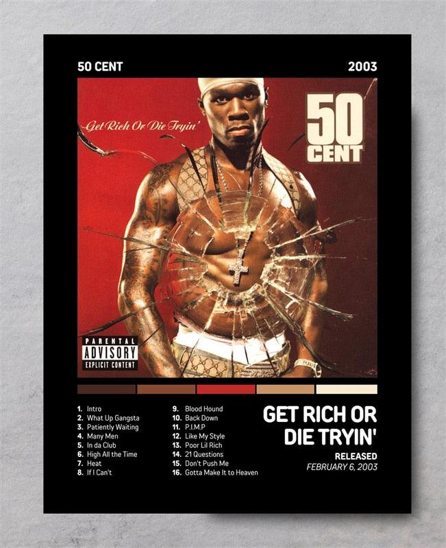 50 Cent Get Rich Or Die Tryin Rap Music Album Cover Wall Art Poster - Aesthetic Wall Decor