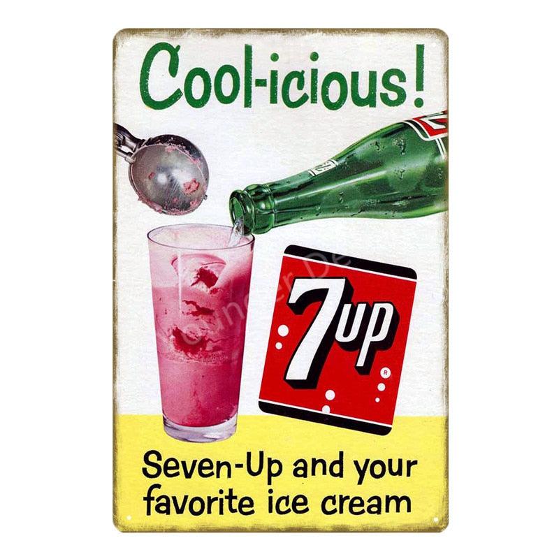 7-Up and Your Favorite Ice Cream Coolicious Vintage Metal Sign - Aesthetic Wall Decor