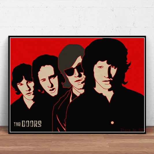 The Doors Jim Morrison Red Black Band Members Poster
