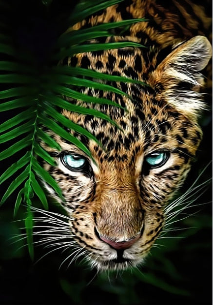Leopard Animal Flower Mural Poster