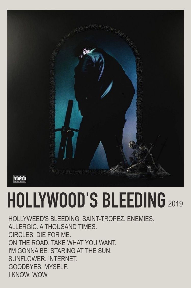 Post Malone Hollywood's Bleeding Minimalist Album Cover Poster