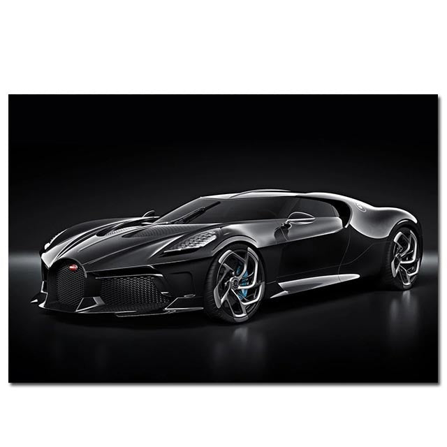 Bugatti Divo Black Sports Supercar Poster