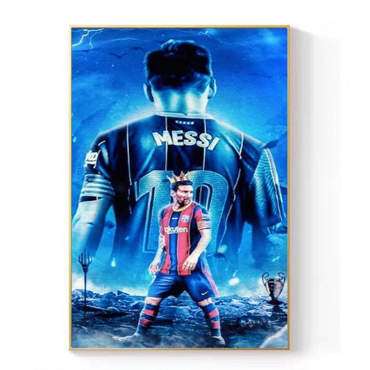 Lionel Messi Blue Wall Art Poster