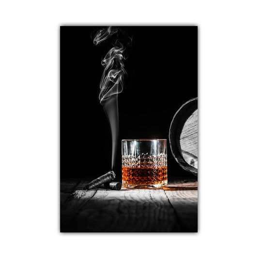 Whiskey Smoking Cigar Bar Decor Poster