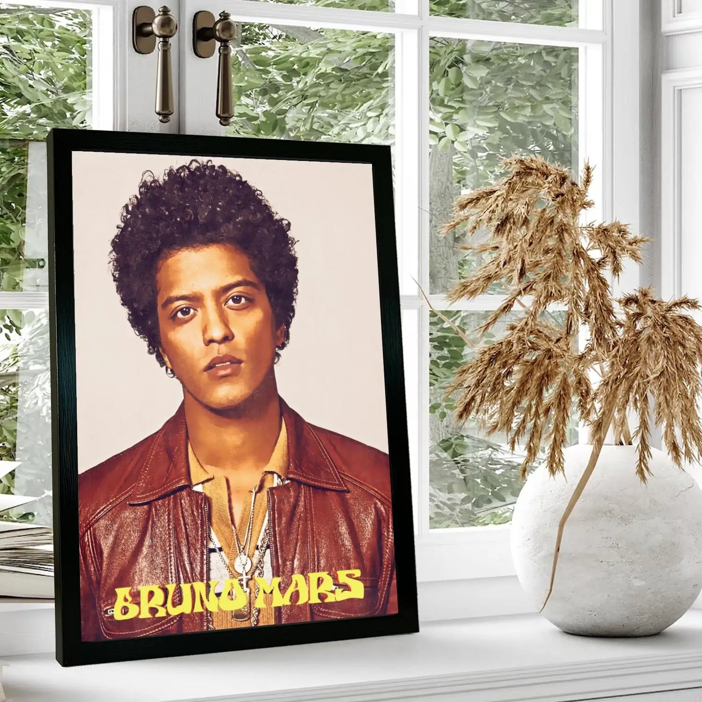 Bruno Mars Brown Leather Jacket Portrait Poster