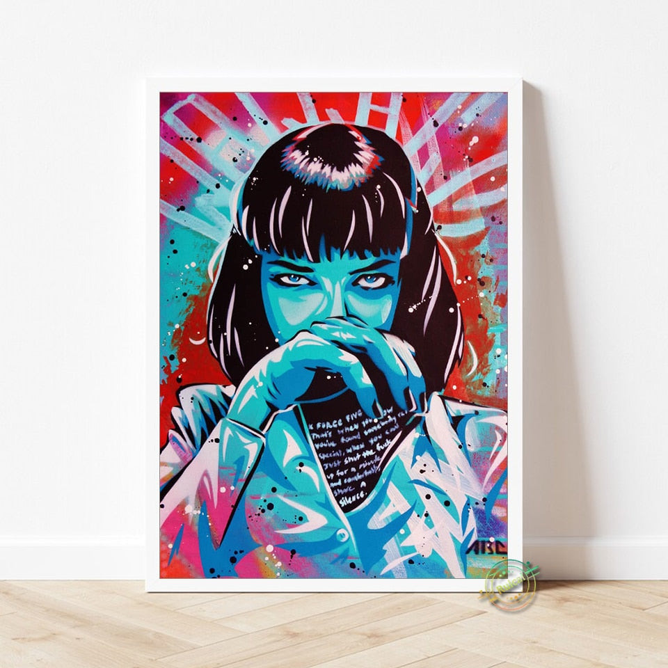 Mia Pulp Fiction Artwork Blue Red Poster