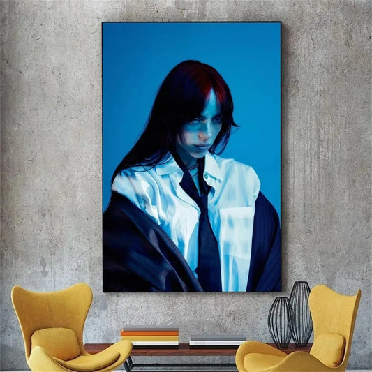 Billie Eilish Blue Wall Art Decor Portrait Poster