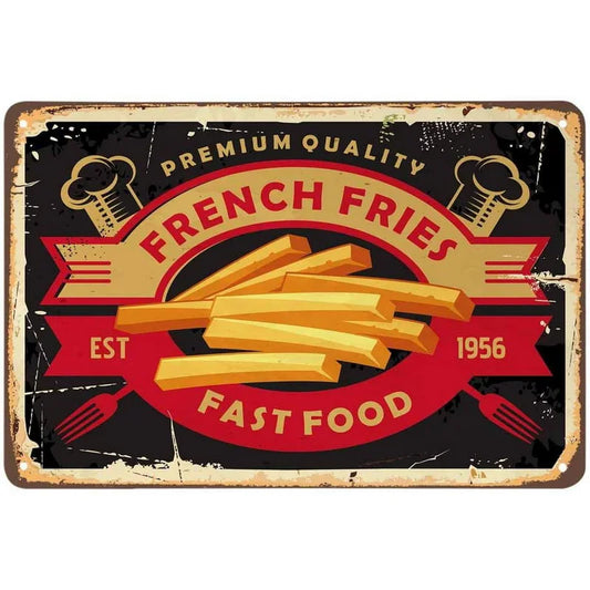 French Fries Retro Fast Food Metal Sign Poster