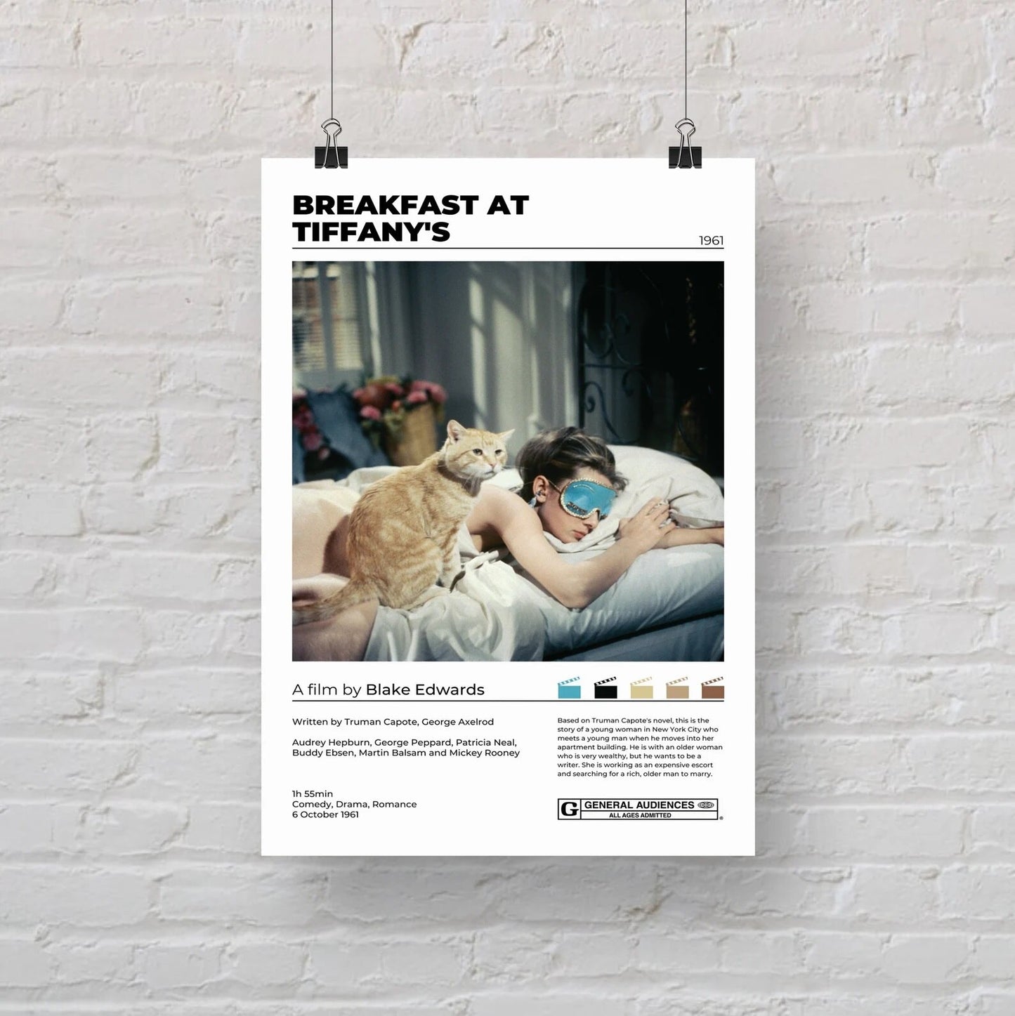 Breakfast At Tiffany's Audrey Hepburn Movie Minimalist Poster