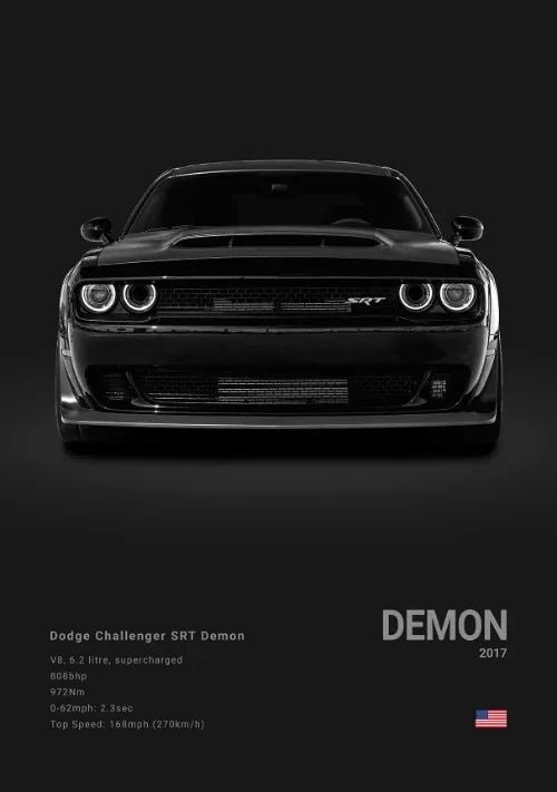 Dodge Challenger Demon Minimalist Car Poster