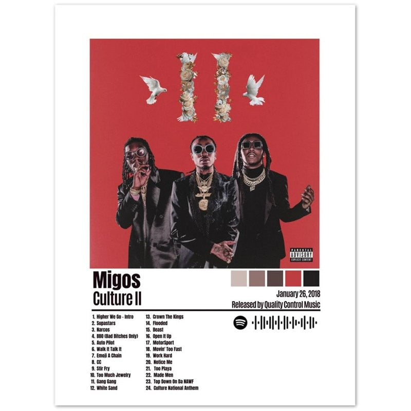 Migos Culture II Minimalist Album Cover Poster