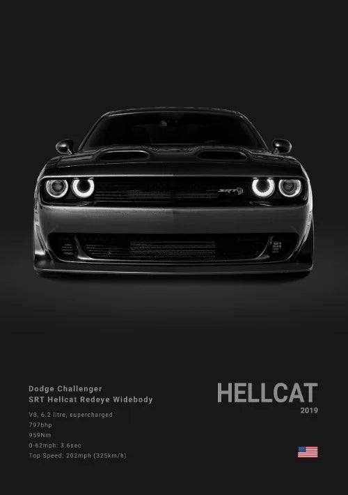 Dodge Challenger SRT Hellcat Redeye Widebody Car Poster