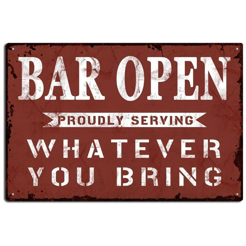 Bar Open Vintage Metal Sign Poster