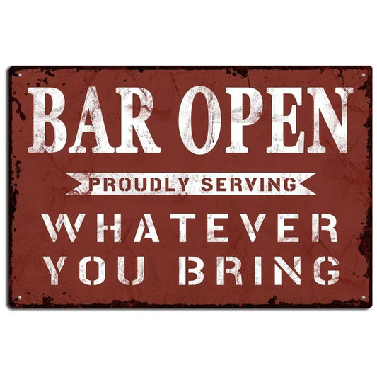 Bar Open Vintage Metal Sign Poster