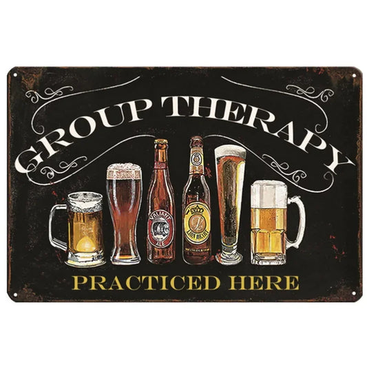 Group Therapy Practiced Here Funny Bar Metal Sign Poster