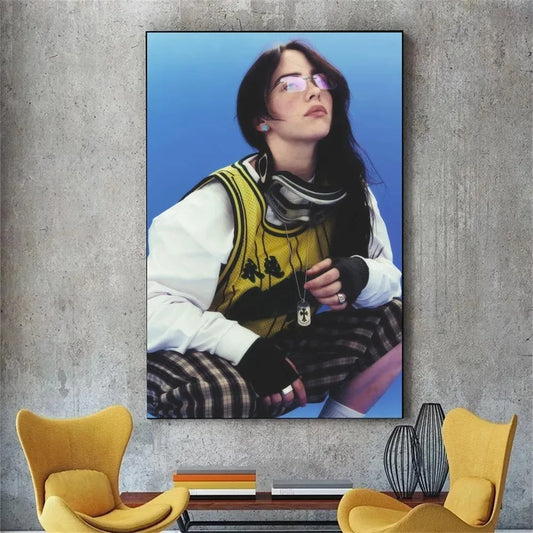 Billie Eilish Blue Decor Wall Art Poster