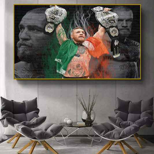 Conor McGregor Double Champ Belt Painting Poster