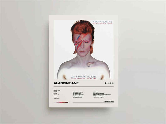 Davide Bowe Alladin Sane Minimalist Album Cover Poster
