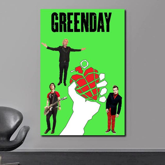 Green Day Heart Rock Music Poster