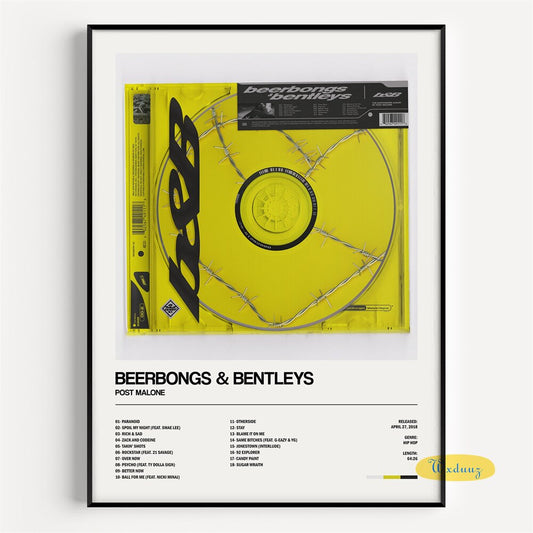 Post Malone Beerbongs & Bentleys Minimalist Album Cover Poster