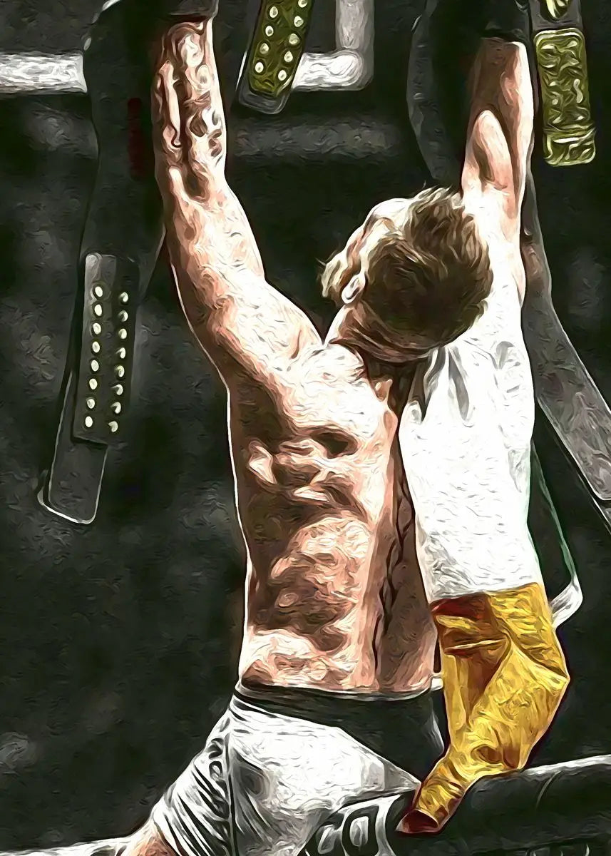 Conor Mcgregor Holding Two Belts Painting UFC Poster