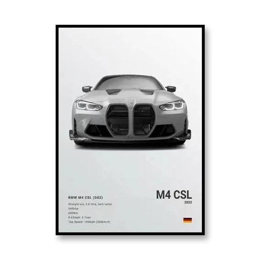 BMW M4 CSL Minimalist Black and White Car Poster
