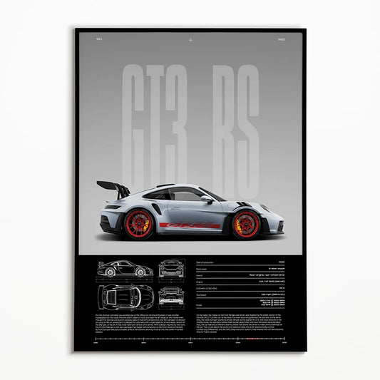 White GT3 RS Porsche Car Poster