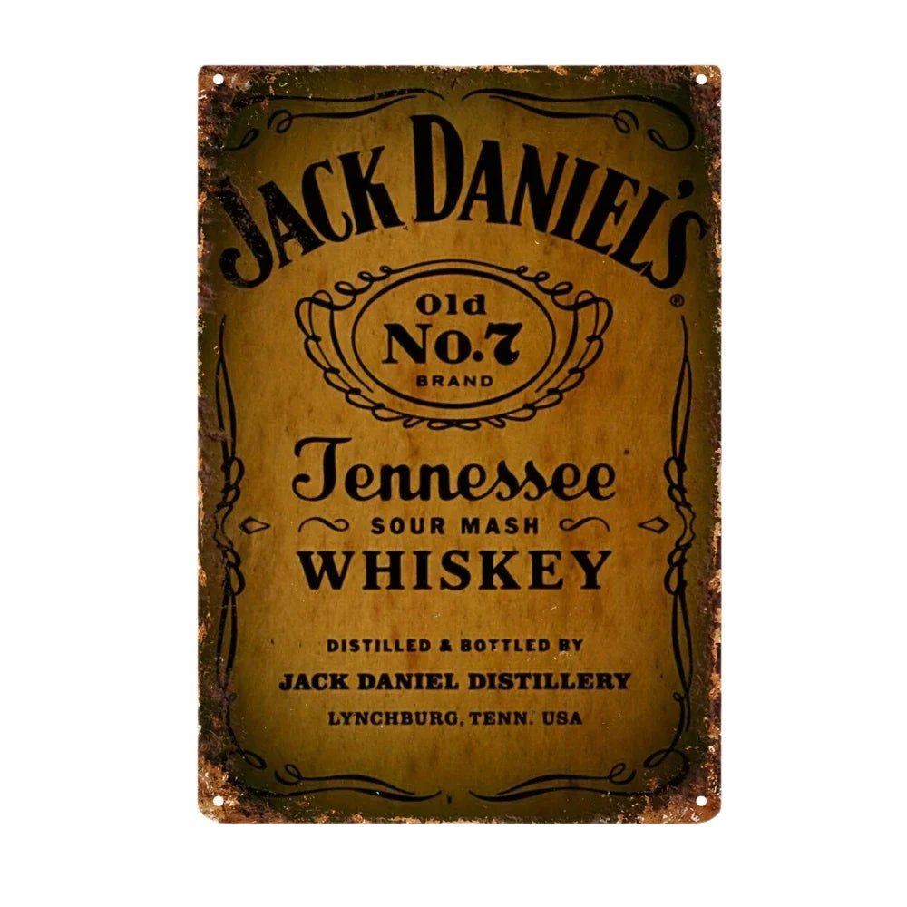 Jack Daniels Tennessee Whiskey Vintage Bar Metal Sign Poster