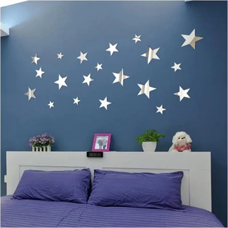 20pcs Silver Star Wall Sticker Mirrors