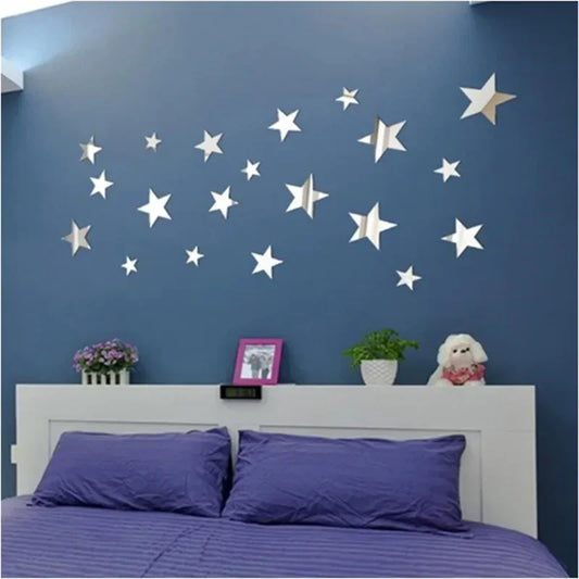 20pcs Silver Star Wall Sticker Mirrors
